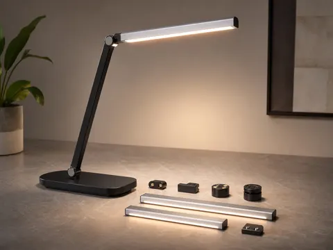Modular desk lamp studio product prompt