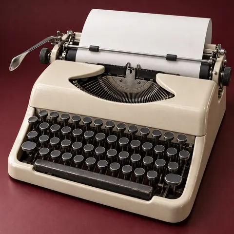 Cream Mechanical Typewriter Studio Product Photo Prompt