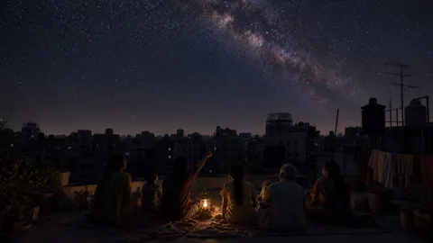 Blackout Rooftop Milky Way Scene Prompt