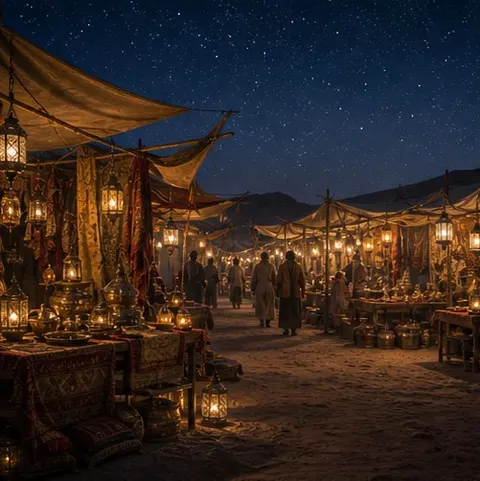 Desert Night Market Scene Prompt