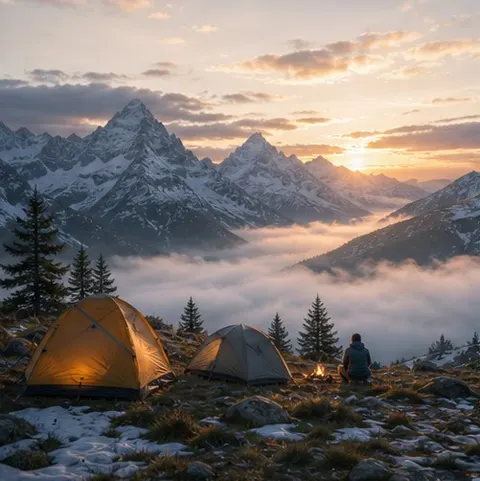 Mountain Camp Morning Mist Prompt