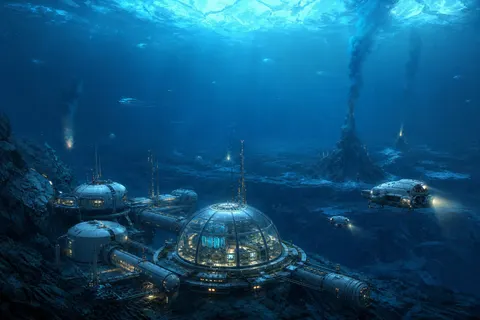 Alien Ocean Deep Sea Research Base Sci Fi Prompt