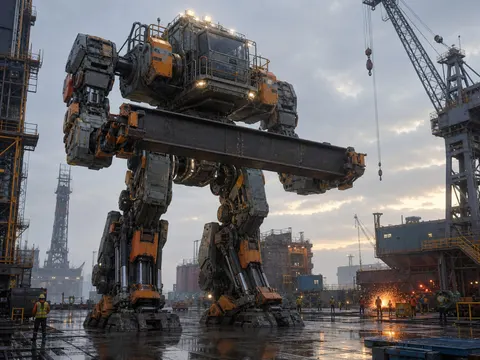 Heavy Industrial Construction Mecha Concept Art Prompt