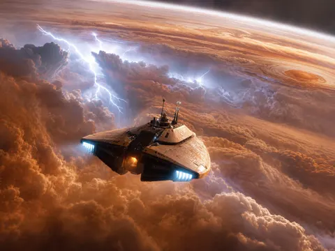 Jupiter Cloud Lightning Observation Vessel Sci Fi Prompt