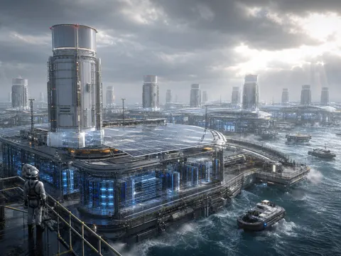 Floating Ocean Data Center Sci Fi Prompt