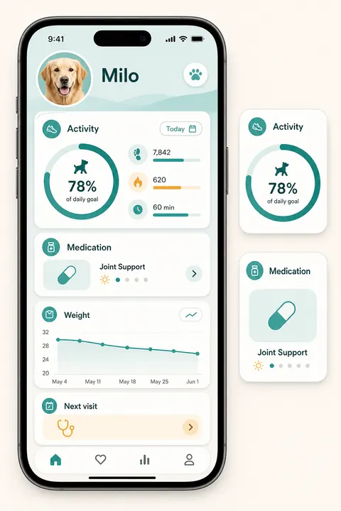Pet Health Tracker Mobile App UI Prompt