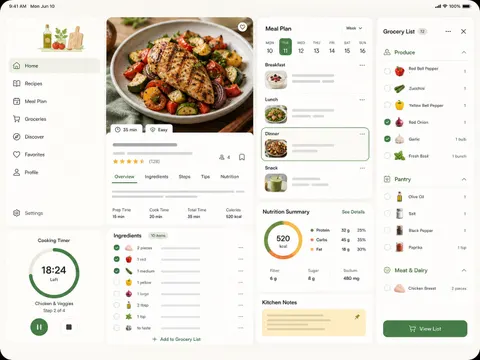 Smart recipe tablet app UI prompt